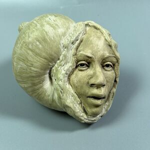 Art Sculpture Woman’s Face In Gastropod Shell  Handmade Signed B. Bond 1981